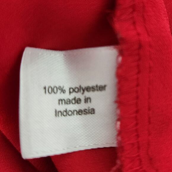 SALE Lane Bryant Red Long Sleeve Blouse with Black Contrasting Stitching - Picture 6 of 6